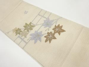 絽綴れ紅葉模様織出し袋帯